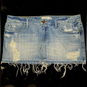 Abercrombie & Fitch Light Blue Distressed Denim Skirt